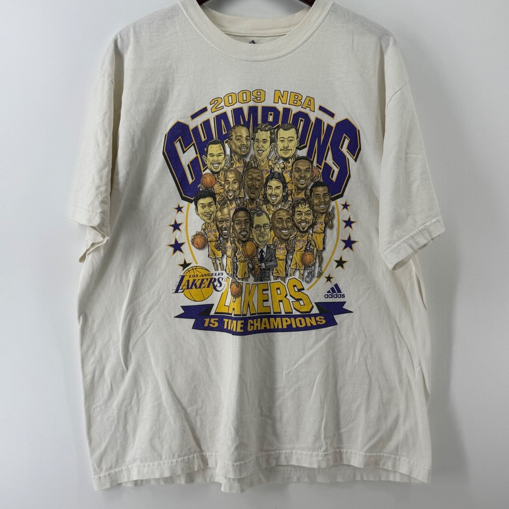 Adidas Los Angeles Lakers 2009 NBA Champions Caricature T-Shirt Cream XL